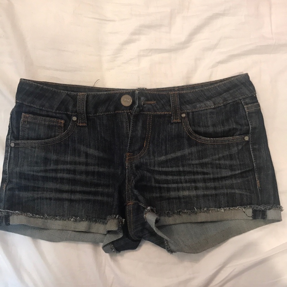 Dark wash denim shorts